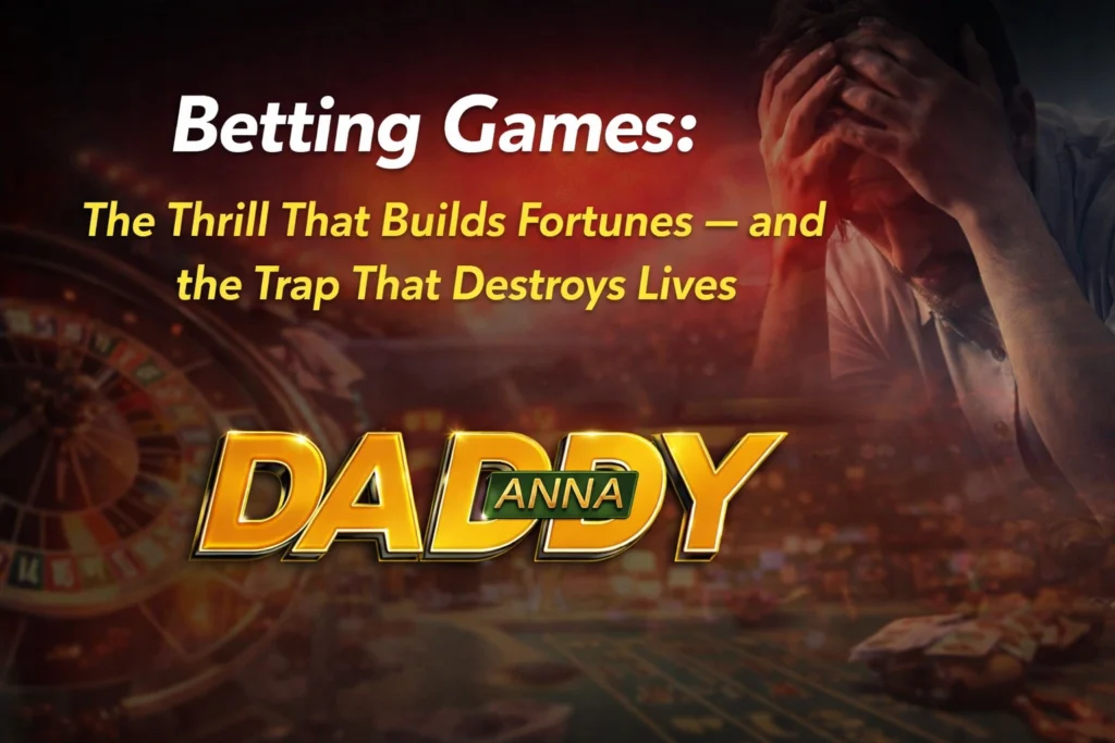 Betting games concept showing thrill of winning and risk of loss with Daddy Anna logo