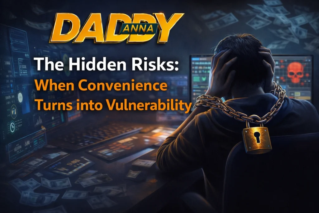 The hidden risks of Betting Games ID showing vulnerability in digital gambling with Daddy Anna logo