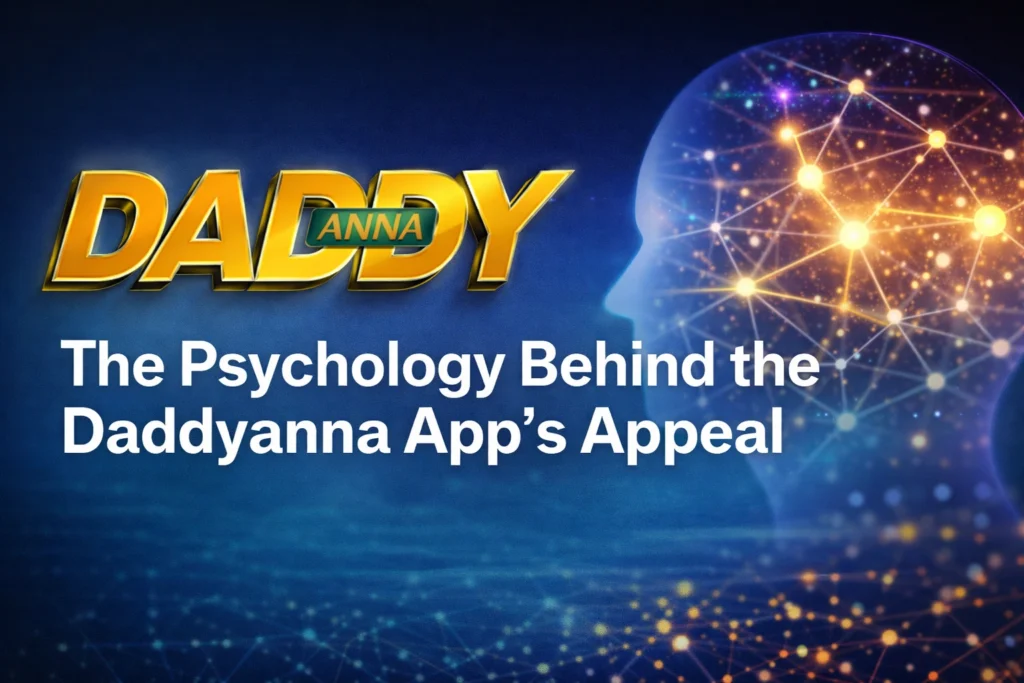 Daddyanna App psychology concept banner with logo and human brain digital network illustration