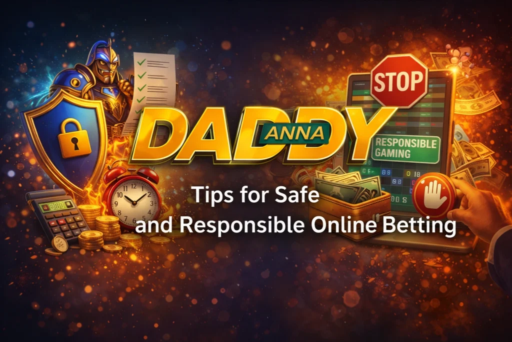 Tips for safe and responsible online betting with Daddy Anna logo showing control and risk management